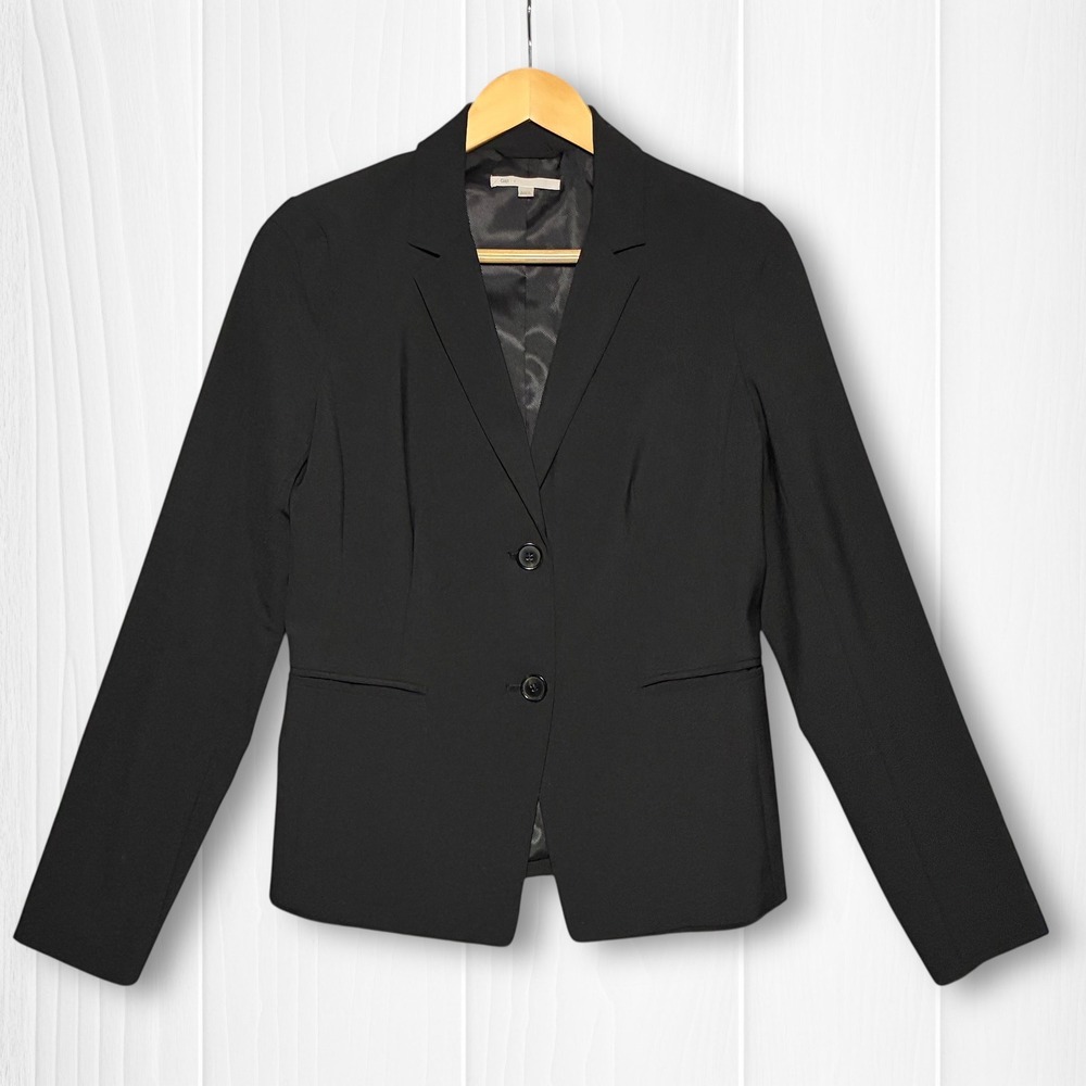 EUC Gap Two Button Tailored Blazer Womens 4 True Black